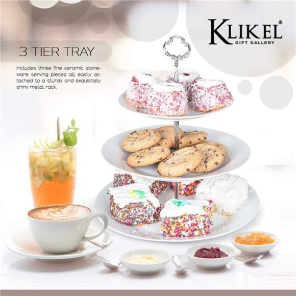 3Tiered Serving Stand-Silver Serving Tray for Parties-Round Platter for Cupcakes - Picture 5 of 7